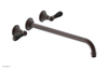 JAMESTOWN Wall Lavatory Set - 14" Spout - Lever Handle with "Black" Accents 165-12-14