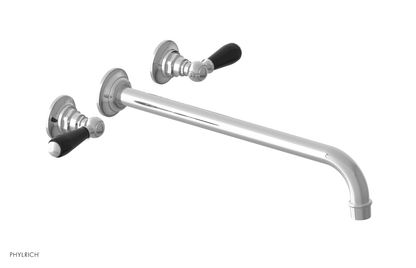 JAMESTOWN Wall Lavatory Set - 14" Spout - Lever Handle with "Black" Accents 165-12-14