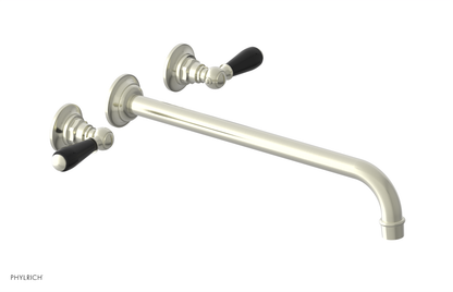 JAMESTOWN Wall Lavatory Set - 14" Spout - Lever Handle with "Black" Accents 165-12-14