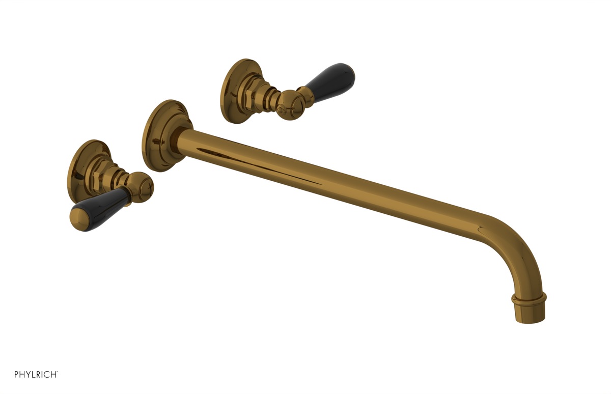 JAMESTOWN Wall Lavatory Set - 14" Spout - Lever Handle with "Black" Accents 165-12-14