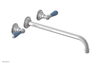 JAMESTOWN Wall Lavatory Set - 14" Spout - Lever Handle with "Light Blue" Accents 165-12-14