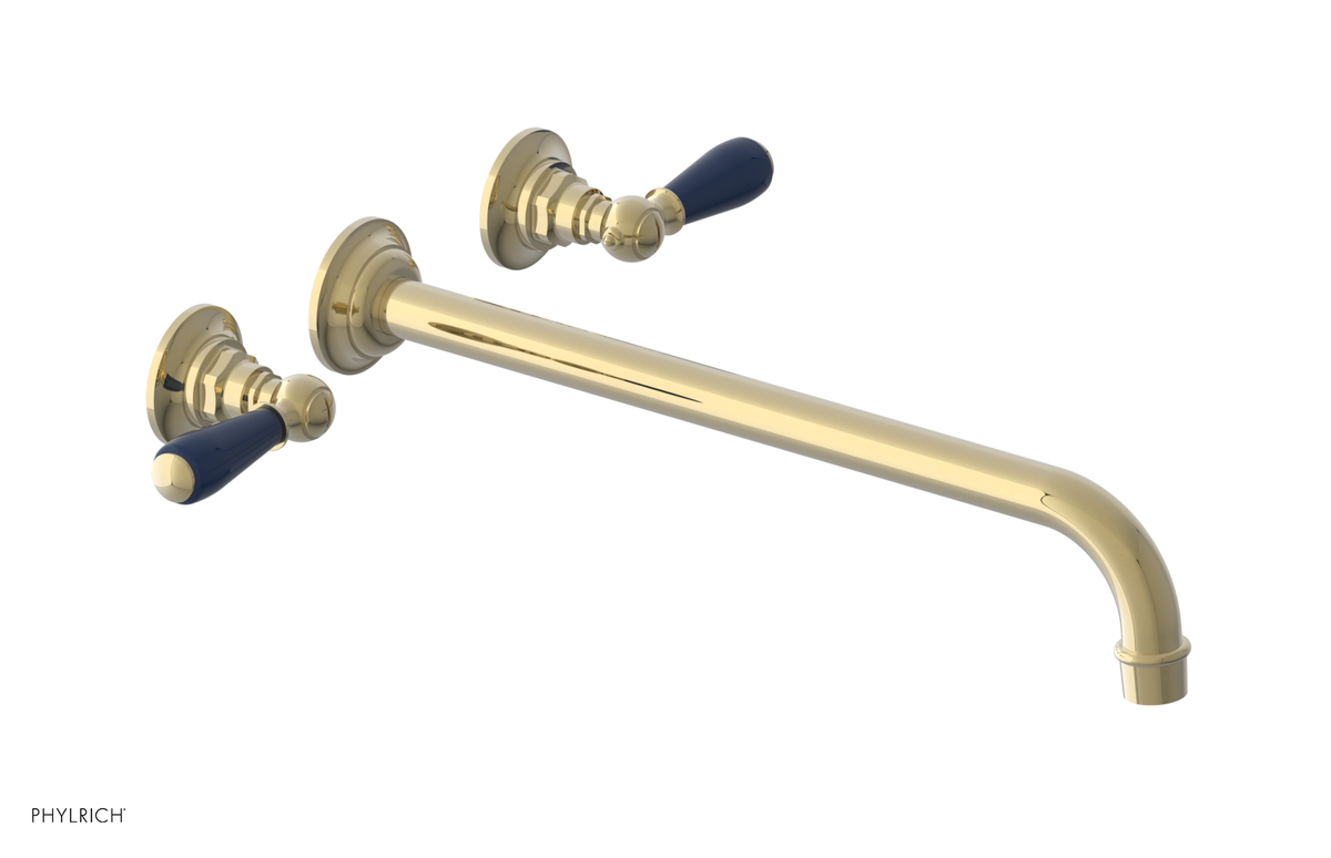 JAMESTOWN Wall Tub Set - 14" Spout - Lever Handle with "Navy Blue" Accents 165-57-14