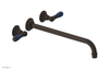 JAMESTOWN Wall Lavatory Set - 14" Spout - Lever Handle with "Navy Blue" Accents 165-12-14