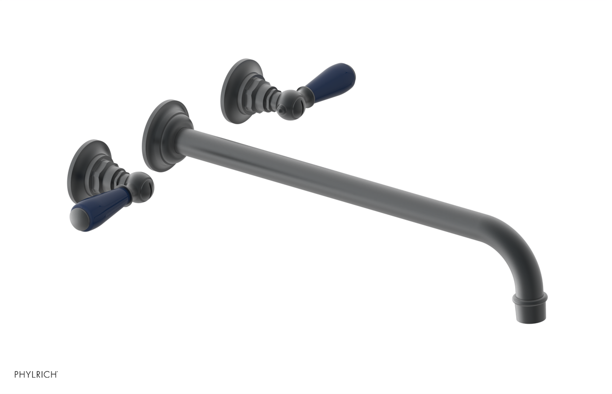 JAMESTOWN Wall Tub Set - 14" Spout - Lever Handle with "Navy Blue" Accents 165-57-14