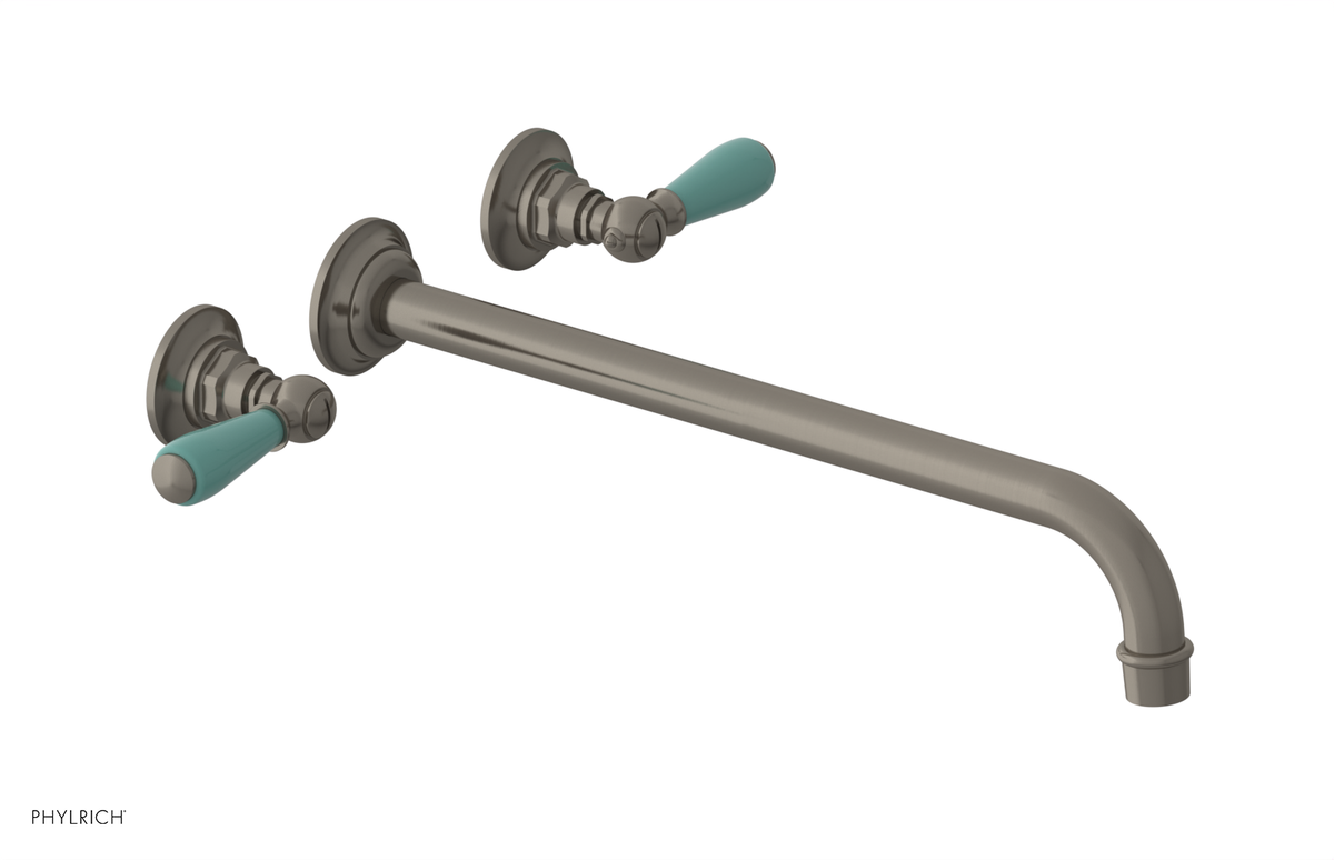 JAMESTOWN Wall Lavatory Set - 14" Spout - Lever Handle with "Turqoise" Accents 165-12-14