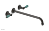 JAMESTOWN Wall Lavatory Set - 14" Spout - Lever Handle with "Turqoise" Accents 165-12-14