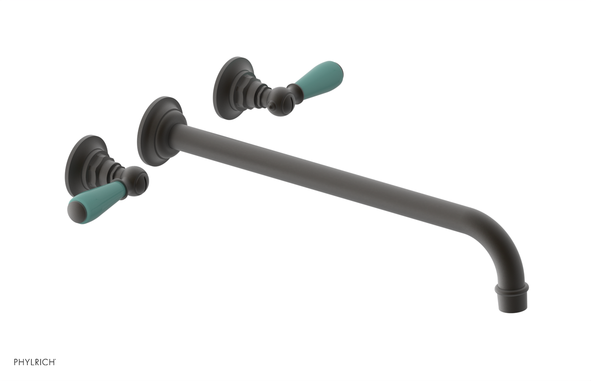 JAMESTOWN Wall Lavatory Set - 14" Spout - Lever Handle with "Turqoise" Accents 165-12-14