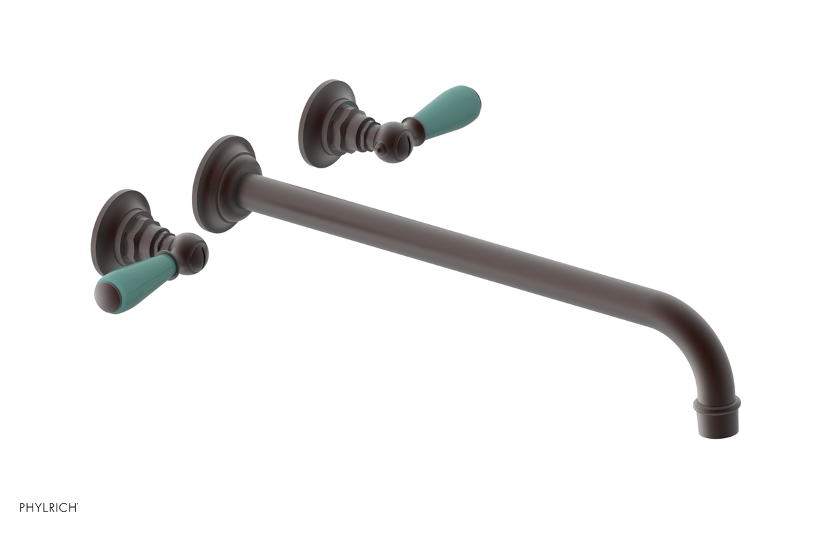JAMESTOWN Wall Lavatory Set - 14" Spout - Lever Handle with "Turqoise" Accents 165-12-14