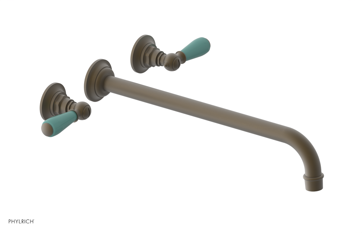 JAMESTOWN Wall Lavatory Set - 14" Spout - Lever Handle with "Turqoise" Accents 165-12-14