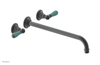 JAMESTOWN Wall Lavatory Set - 14" Spout - Lever Handle with "Turqoise" Accents 165-12-14