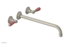 JAMESTOWN Wall Lavatory Set - 14" Spout - Lever Handle with "Pink" Accents 165-12-14