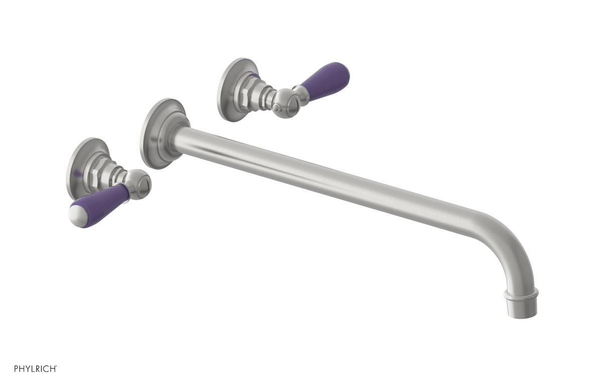 JAMESTOWN Wall Lavatory Set - 14" Spout - Lever Handle with "Purple" Accents 165-12-14
