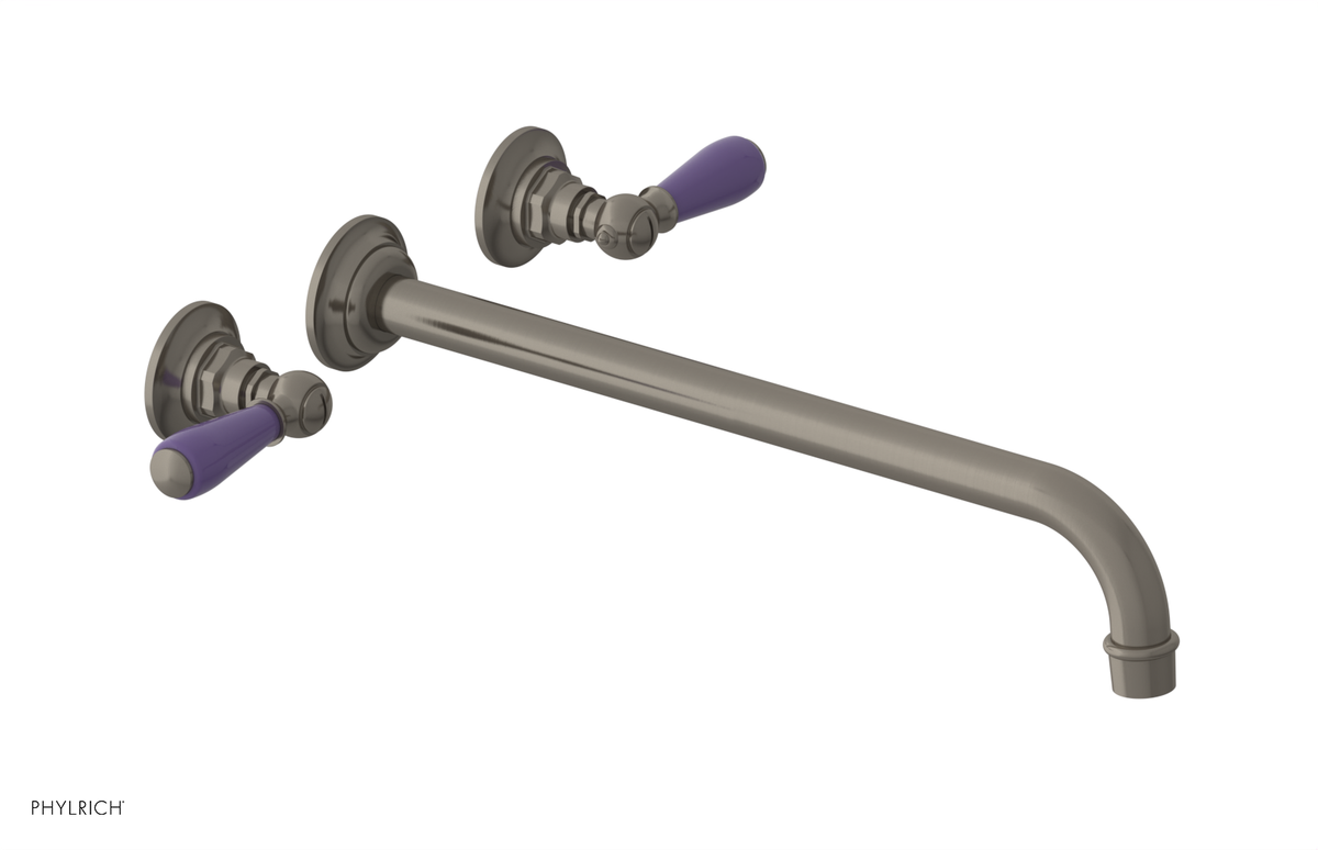 JAMESTOWN Wall Lavatory Set - 14" Spout - Lever Handle with "Purple" Accents 165-12-14