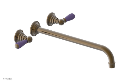 JAMESTOWN Wall Lavatory Set - 14" Spout - Lever Handle with "Purple" Accents 165-12-14
