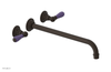 JAMESTOWN Wall Lavatory Set - 14" Spout - Lever Handle with "Purple" Accents 165-12-14