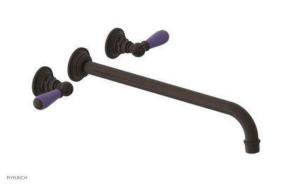 JAMESTOWN Wall Lavatory Set - 14" Spout - Lever Handle with "Purple" Accents 165-12-14