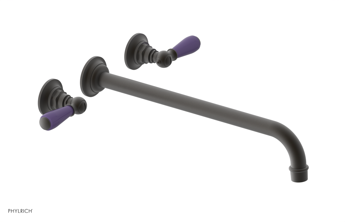 JAMESTOWN Wall Lavatory Set - 14" Spout - Lever Handle with "Purple" Accents 165-12-14