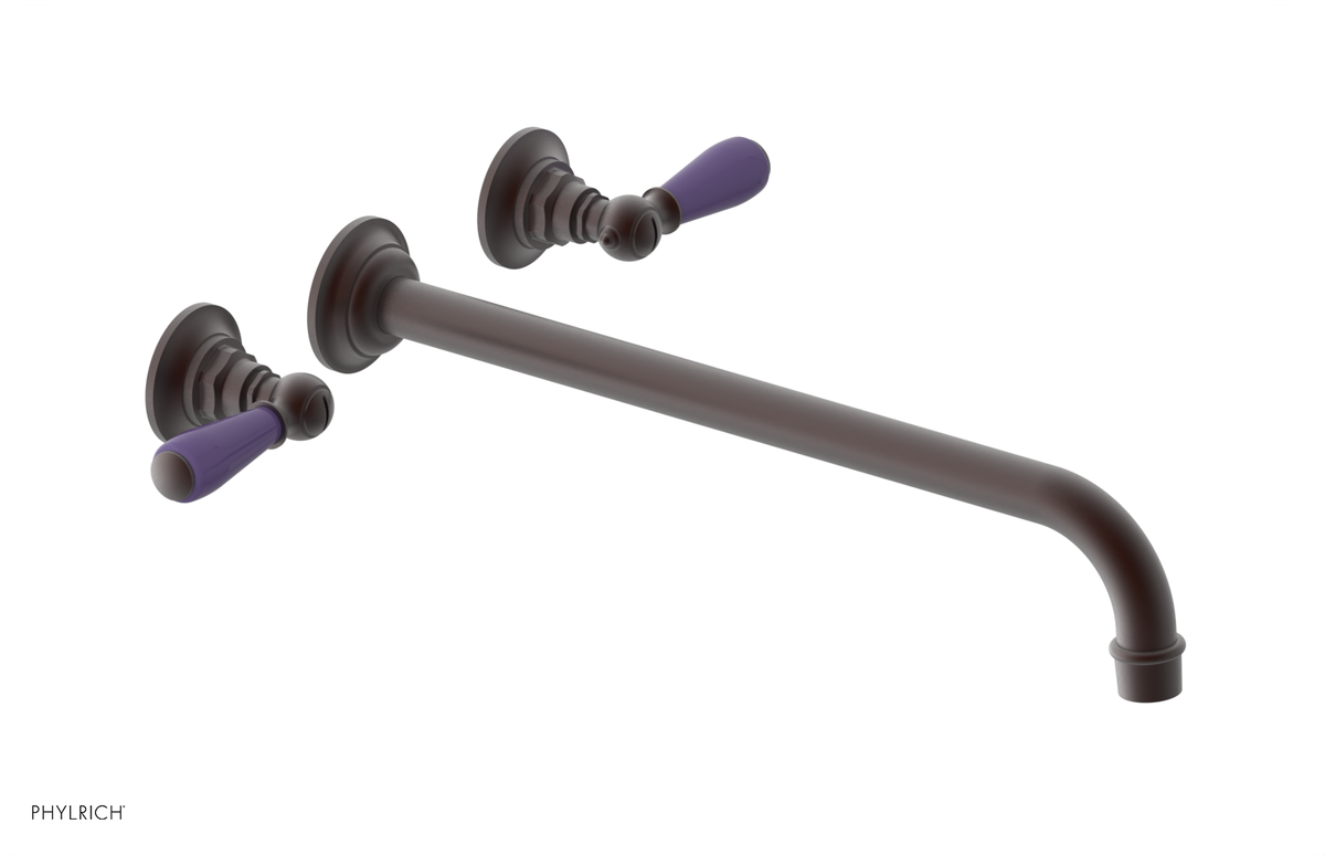 JAMESTOWN Wall Lavatory Set - 14" Spout - Lever Handle with "Purple" Accents 165-12-14