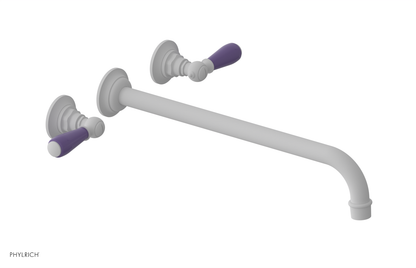 JAMESTOWN Wall Lavatory Set - 14" Spout - Lever Handle with "Purple" Accents 165-12-14