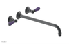 JAMESTOWN Wall Lavatory Set - 14" Spout - Lever Handle with "Purple" Accents 165-12-14