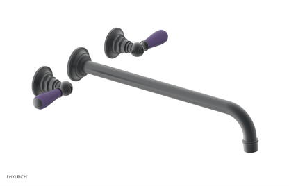 JAMESTOWN Wall Lavatory Set - 14" Spout - Lever Handle with "Purple" Accents 165-12-14
