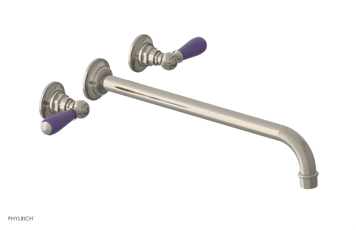 JAMESTOWN Wall Lavatory Set - 14" Spout - Lever Handle with "Purple" Accents 165-12-14