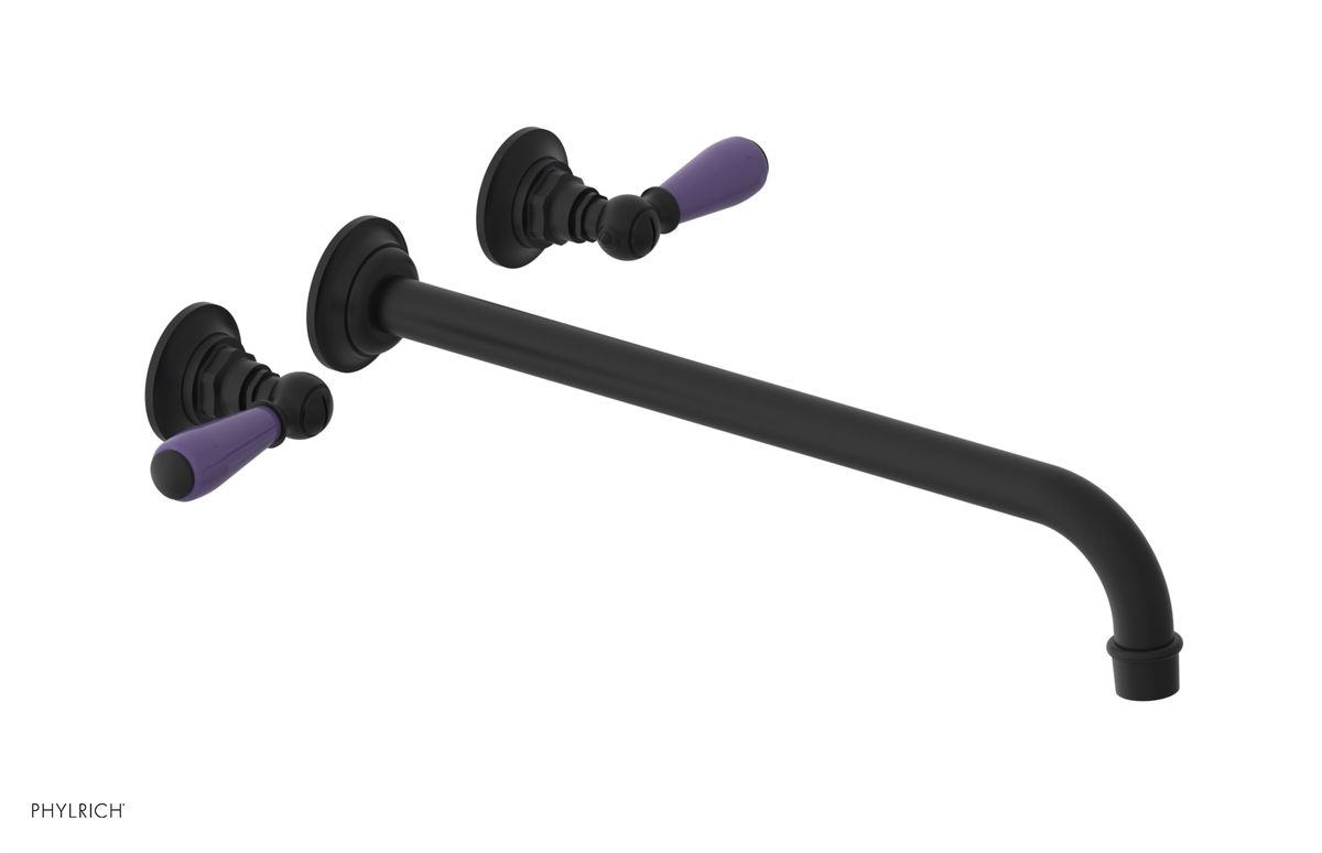 JAMESTOWN Wall Lavatory Set - 14" Spout - Lever Handle with "Purple" Accents 165-12-14