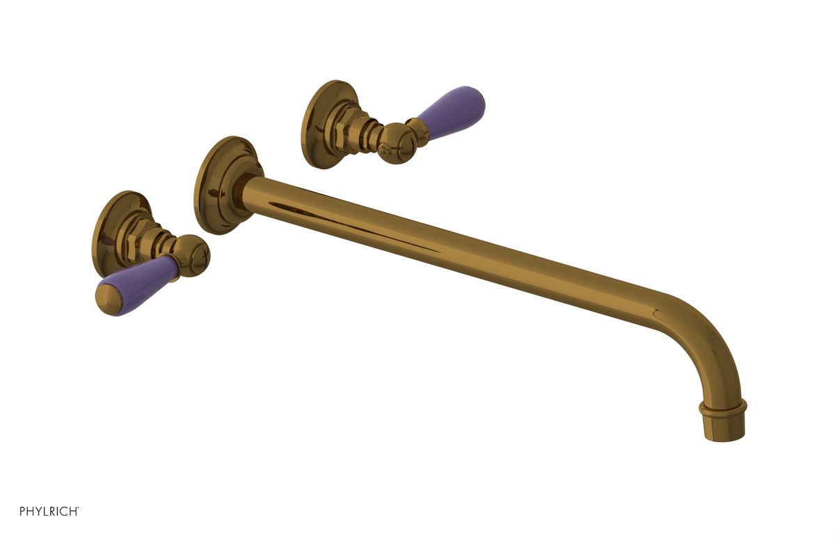 JAMESTOWN Wall Lavatory Set - 14" Spout - Lever Handle with "Purple" Accents 165-12-14