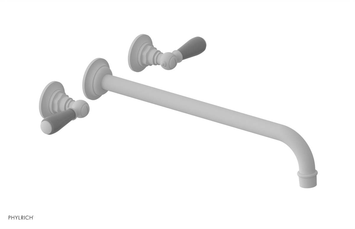 JAMESTOWN Wall Lavatory Set - 14" Spout - Lever Handle with "Grey" Accents 165-12-14