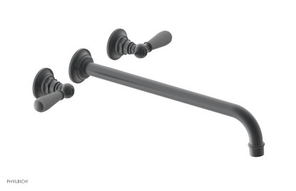 JAMESTOWN Wall Lavatory Set - 14" Spout - Lever Handle with "Grey" Accents 165-12-14