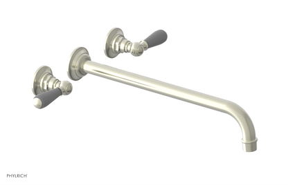 JAMESTOWN Wall Lavatory Set - 14" Spout - Lever Handle with "Grey" Accents 165-12-14