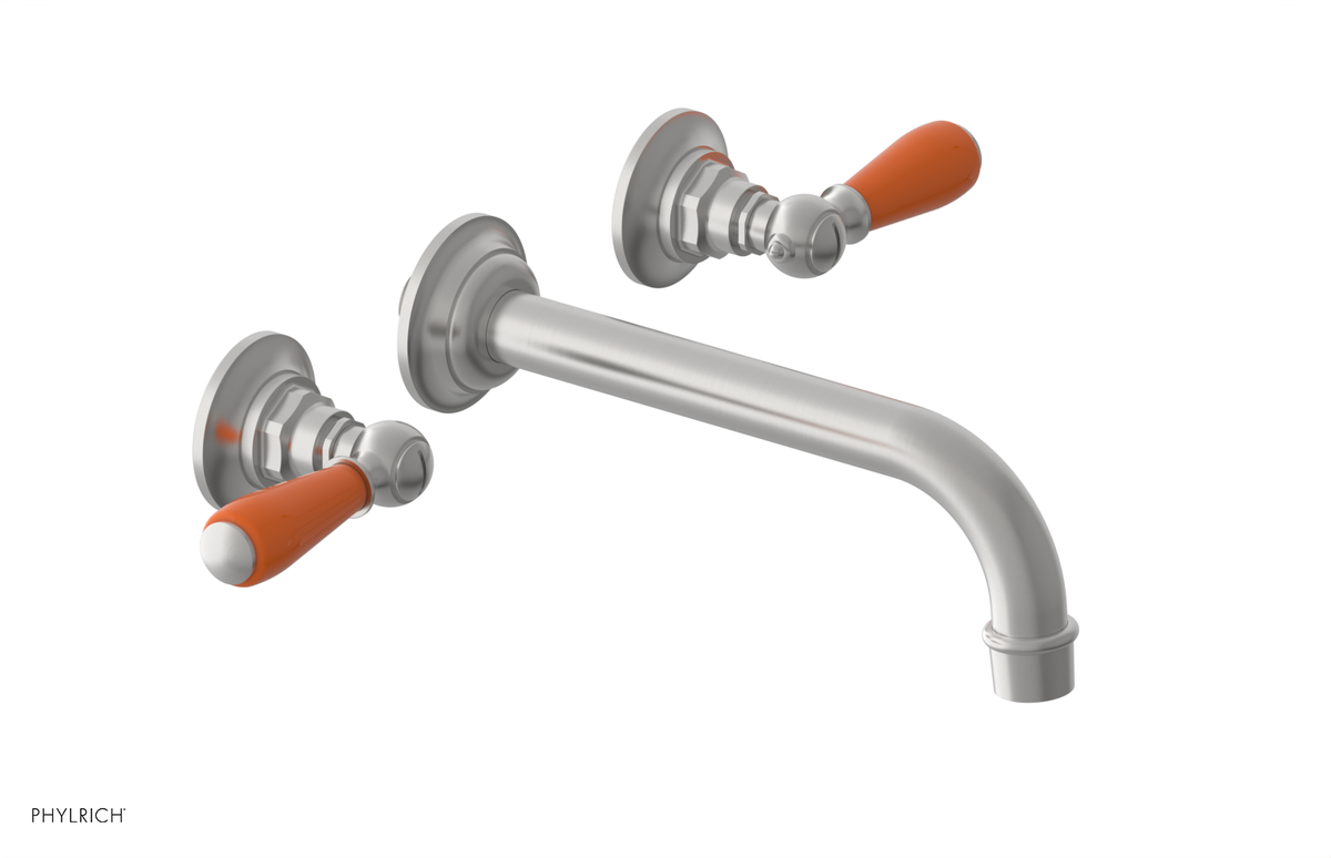 JAMESTOWN Wall Lavatory Set - Lever Handle with "Orange" Accents 165-12