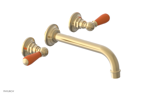 JAMESTOWN Wall Lavatory Set - Lever Handle with "Orange" Accents 165-12