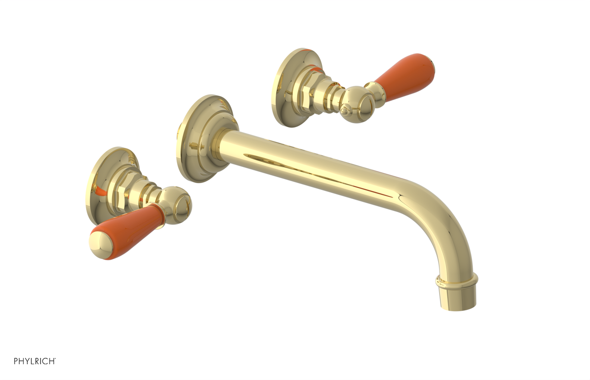 JAMESTOWN Wall Lavatory Set - Lever Handle with "Orange" Accents 165-12
