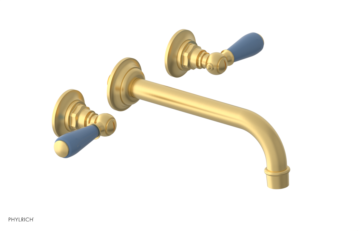 JAMESTOWN Wall Lavatory Set - Lever Handle with "Light Blue" Accents 165-12