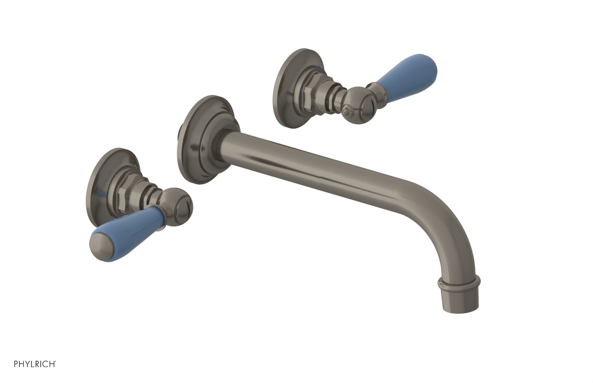 JAMESTOWN Wall Lavatory Set - Lever Handle with "Light Blue" Accents 165-12