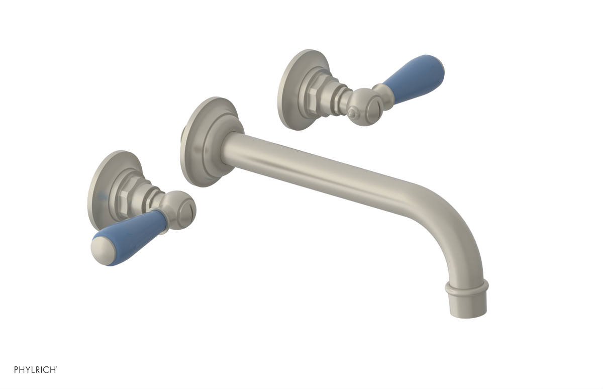 JAMESTOWN Wall Lavatory Set - Lever Handle with "Light Blue" Accents 165-12