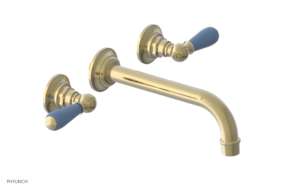 JAMESTOWN Wall Lavatory Set - Lever Handle with "Light Blue" Accents 165-12