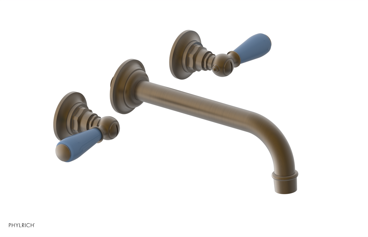 JAMESTOWN Wall Lavatory Set - Lever Handle with "Light Blue" Accents 165-12