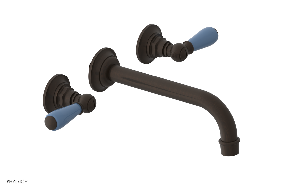 JAMESTOWN Wall Lavatory Set - Lever Handle with "Light Blue" Accents 165-12
