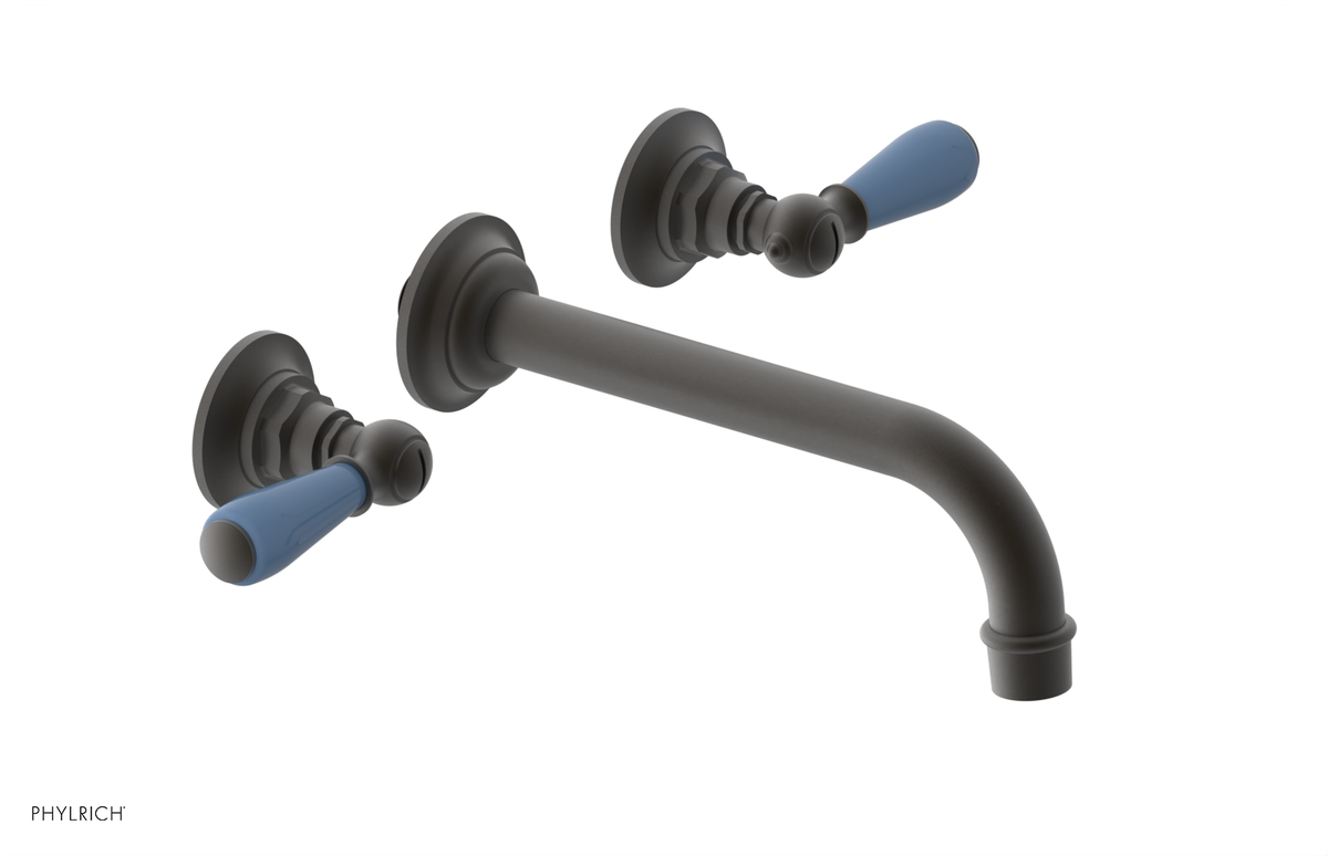 JAMESTOWN Wall Lavatory Set - Lever Handle with "Light Blue" Accents 165-12