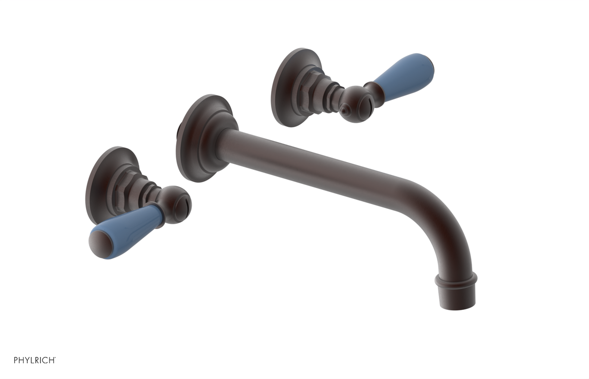 JAMESTOWN Wall Lavatory Set - Lever Handle with "Light Blue" Accents 165-12
