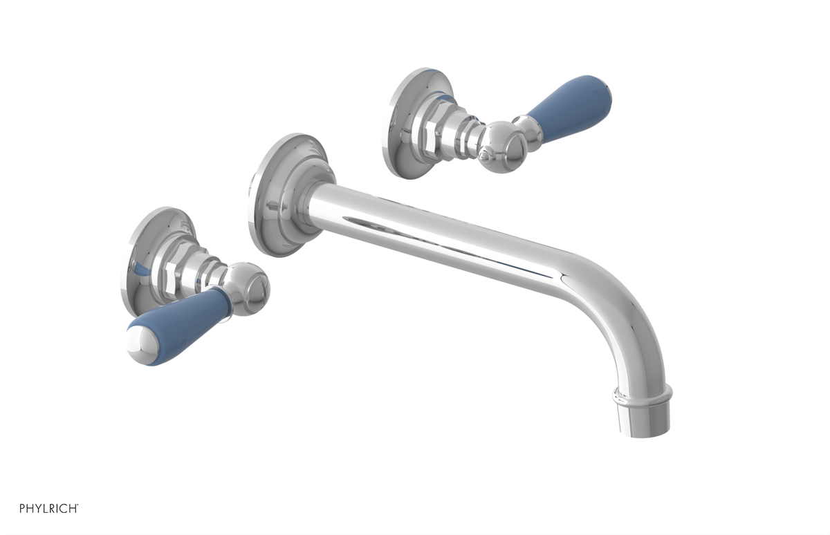 JAMESTOWN Wall Lavatory Set - Lever Handle with "Light Blue" Accents 165-12