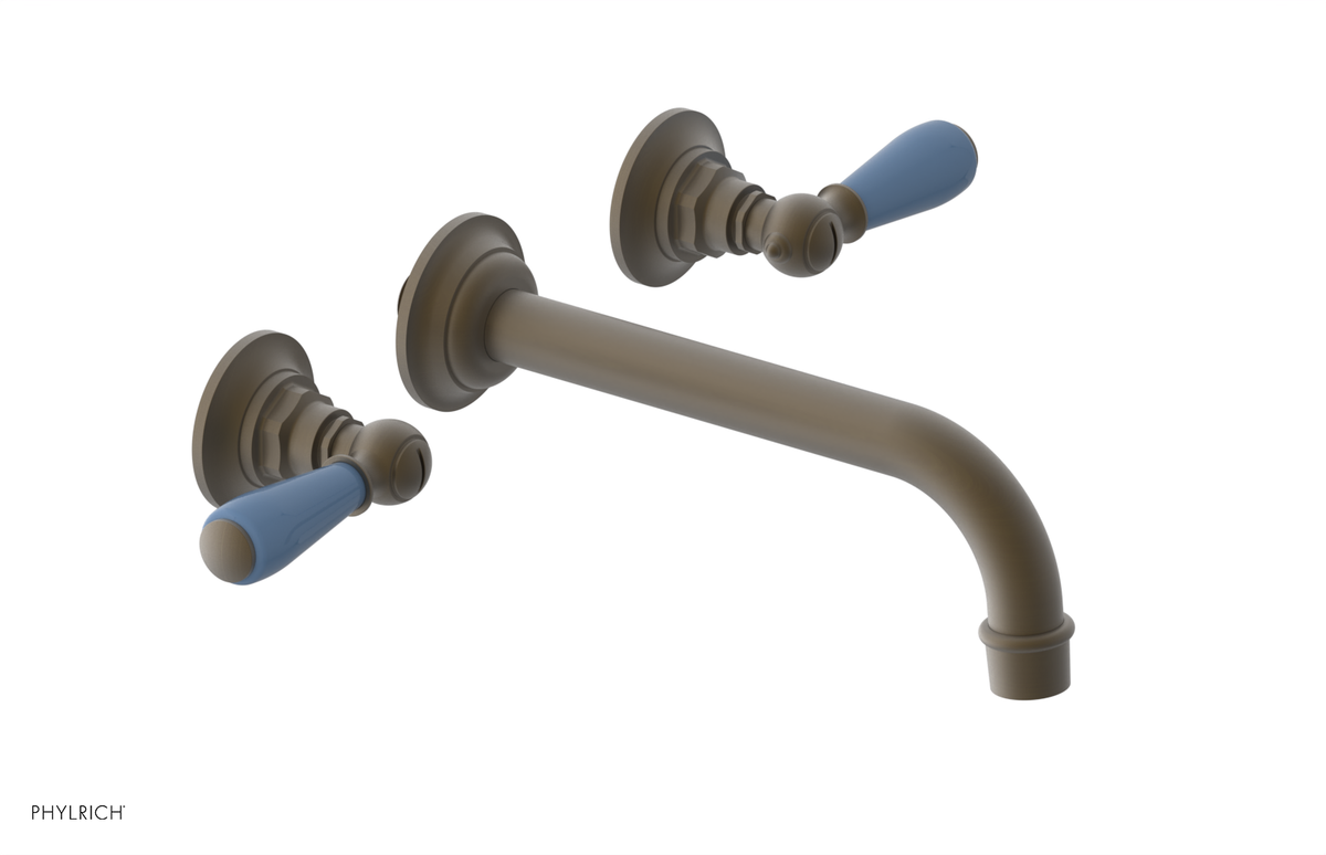 JAMESTOWN Wall Lavatory Set - Lever Handle with "Light Blue" Accents 165-12