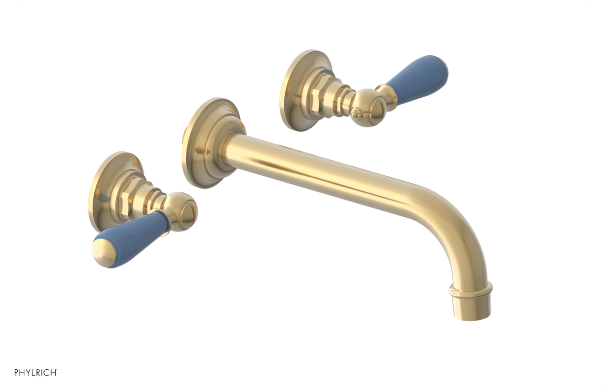 JAMESTOWN Wall Lavatory Set - Lever Handle with "Light Blue" Accents 165-12