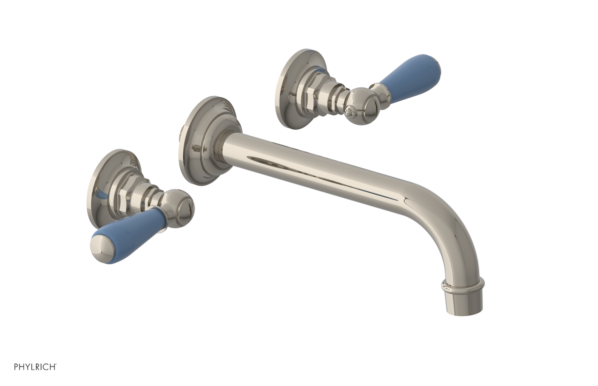 JAMESTOWN Wall Lavatory Set - Lever Handle with "Light Blue" Accents 165-12