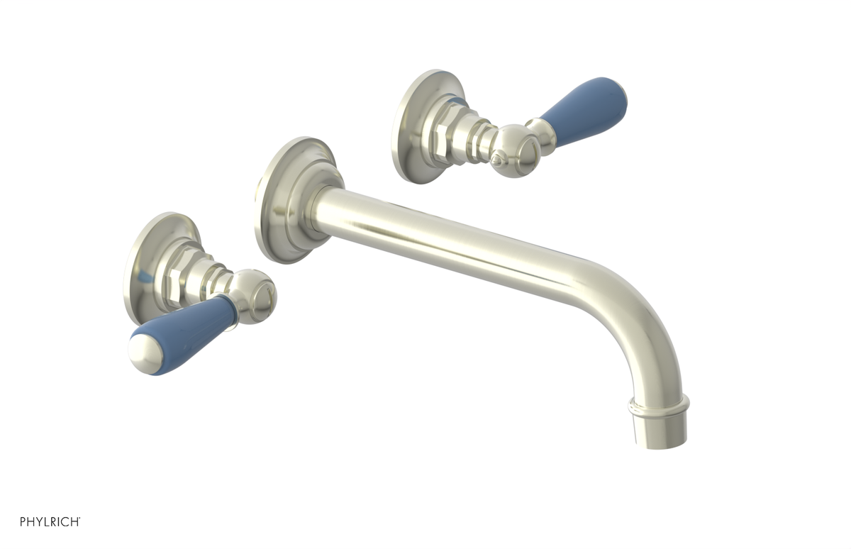 JAMESTOWN Wall Lavatory Set - Lever Handle with "Light Blue" Accents 165-12