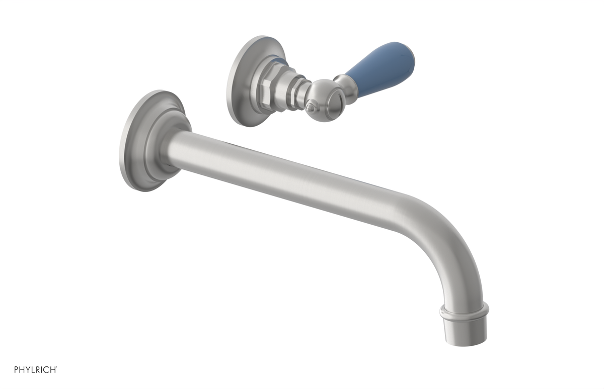 JAMESTOWN Single Handle Wall Lavatory Set - 10" Spout with "Light Blue" Accents 165-16-10