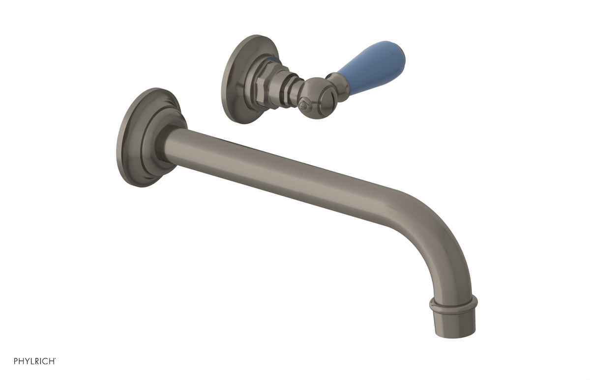 JAMESTOWN Single Handle Wall Lavatory Set - 10" Spout with "Light Blue" Accents 165-16-10