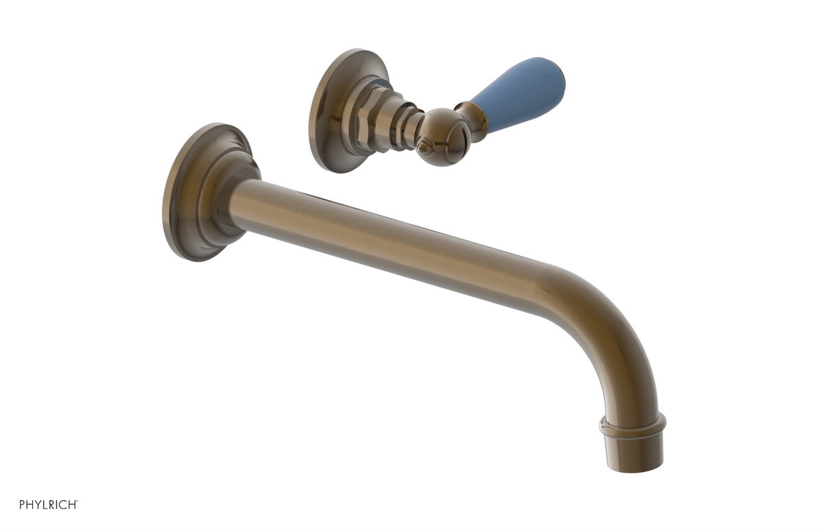 JAMESTOWN Single Handle Wall Lavatory Set - 10" Spout with "Light Blue" Accents 165-16-10